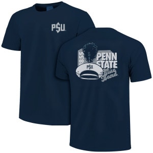 navy short sleeve t-shirt Penn State Blue Band on back, PSU on front